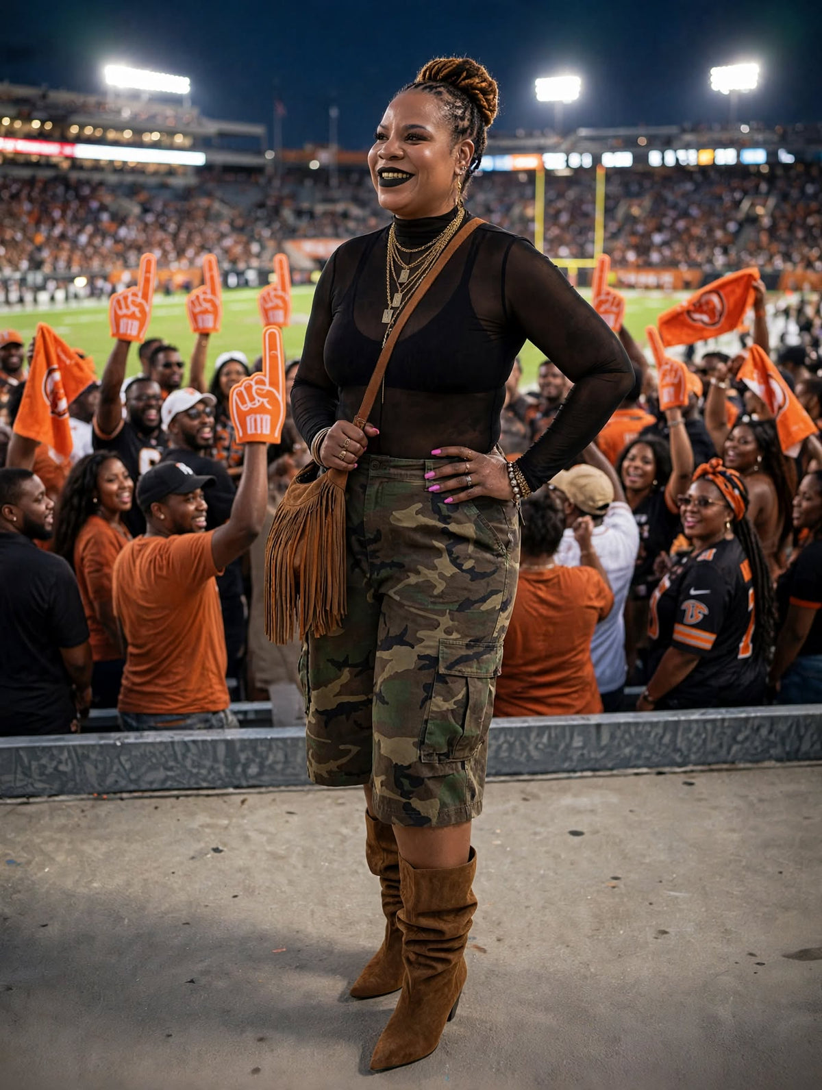 Camouflage Cargo Cropped Pants