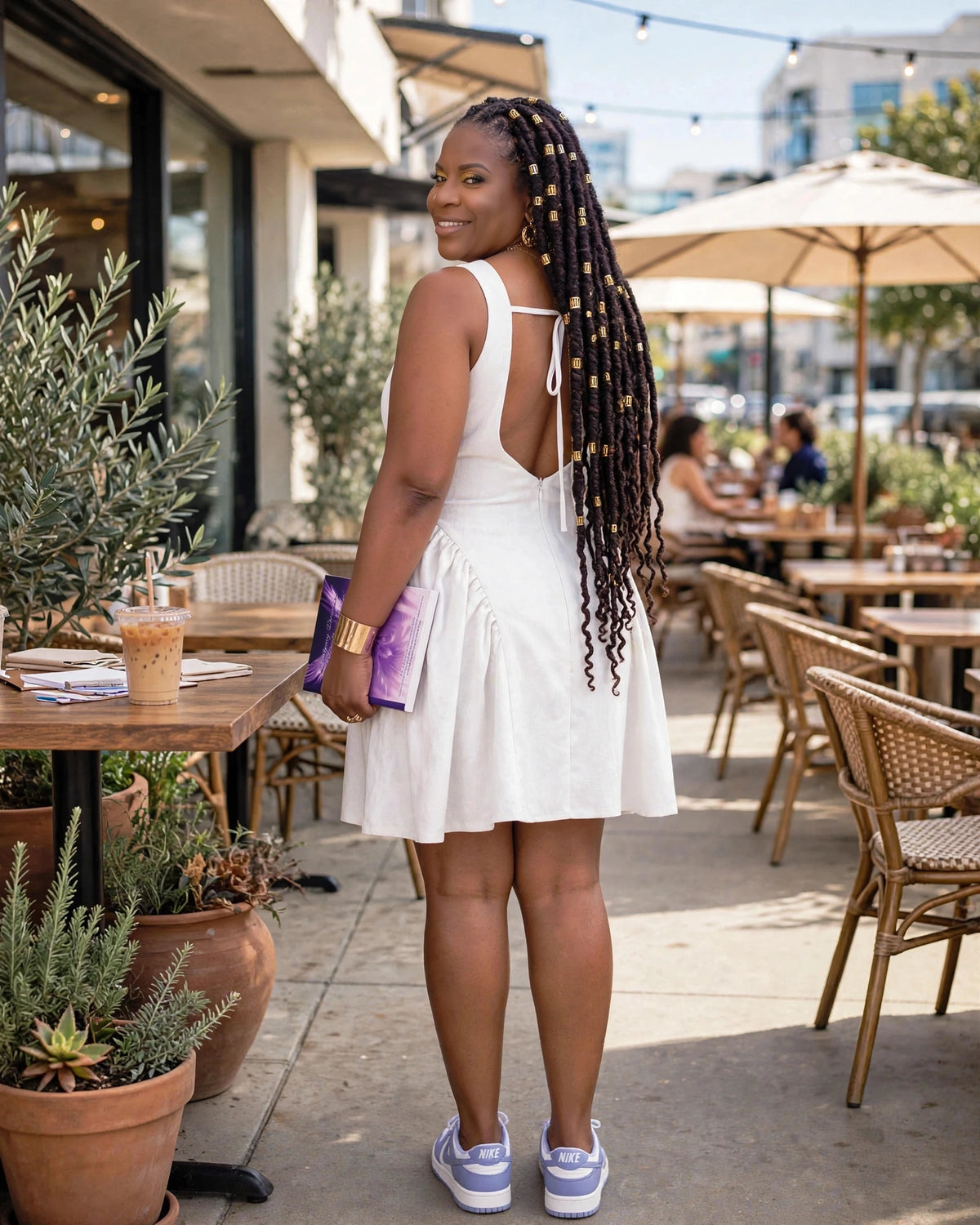 Tie Back Sleeveless A-Line Dress